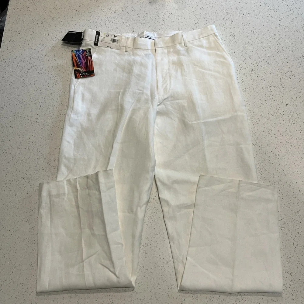 NEW-Size 36 x 34 Big Mens Murano Baird McNutt Dress Pants Linen